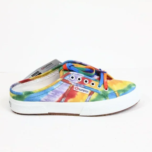 Superga Tie Dye Shoes NEW Women Rainbow Sneakers 8.5 Colorful style 2750 - Picture 4 of 8